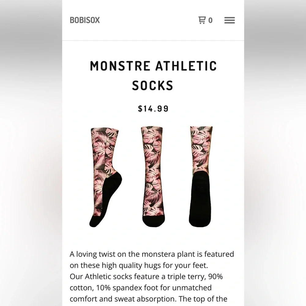 Bobisox athletic crew socks with Colorado art print red floral women’s size 5-8